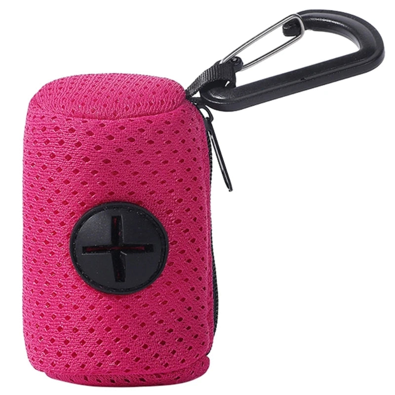 Mesh Dog Poo Bags Dispenser Portable Hanging with Buckle Dogs Waste Bag Holder Colorful Pet Garbages Dispensers For Walking
