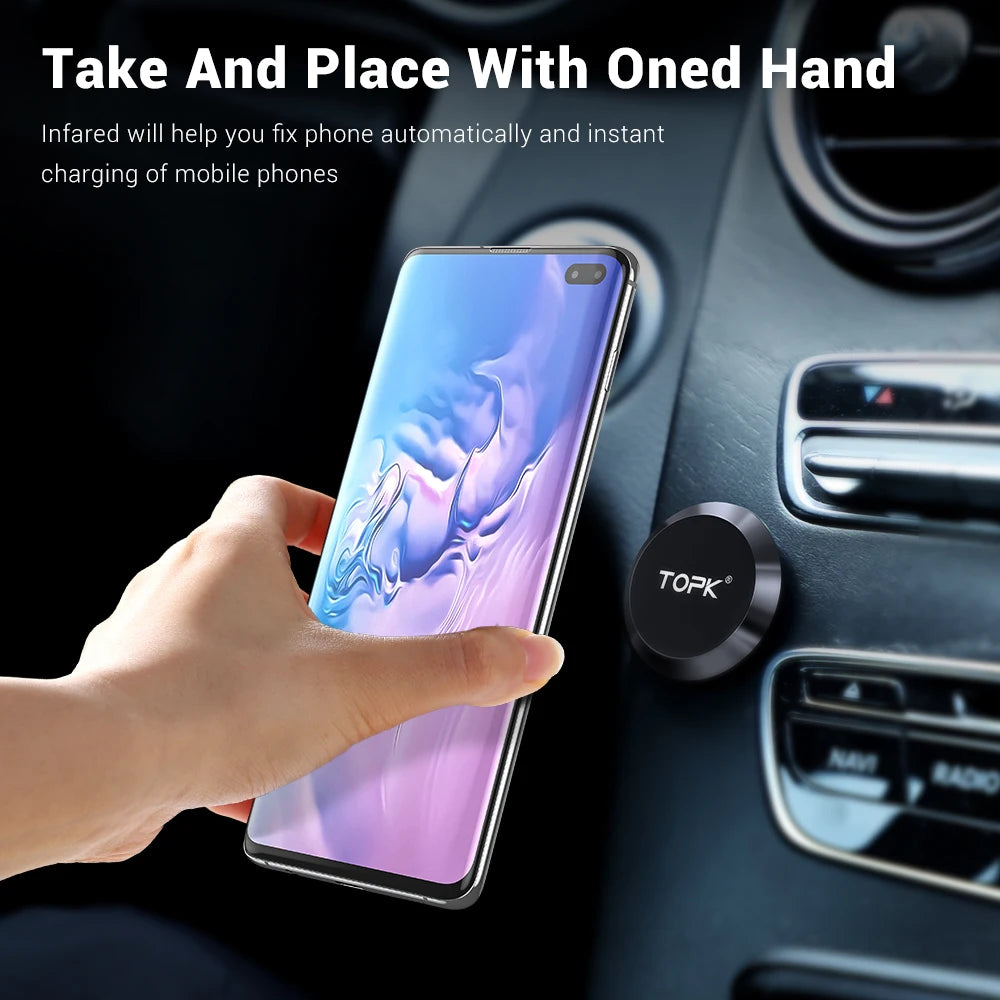 MagGrip™ TOPK Magnetic Car Phone Holder – 360° Dashboard & Air Vent Mount