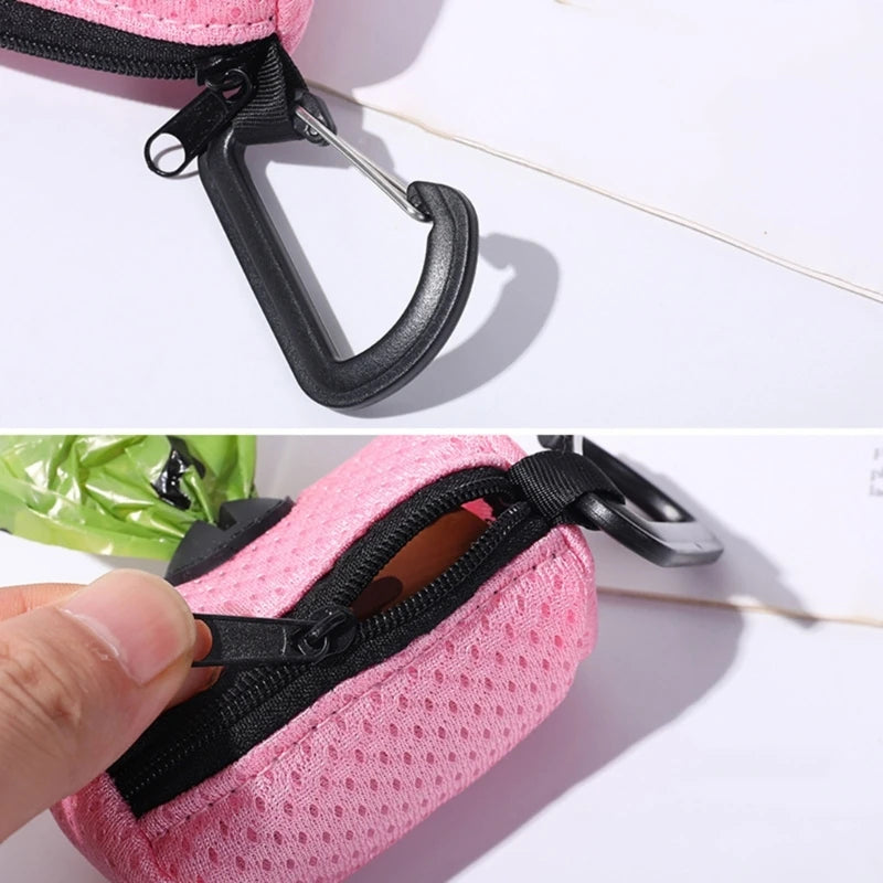 Mesh Dog Poo Bags Dispenser Portable Hanging with Buckle Dogs Waste Bag Holder Colorful Pet Garbages Dispensers For Walking