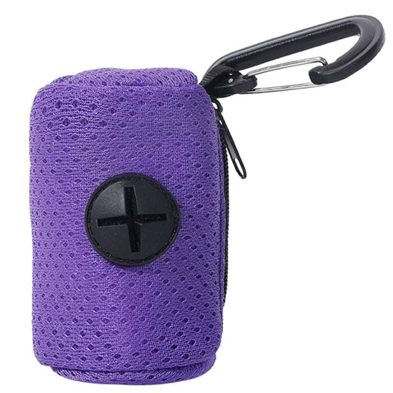 Mesh Dog Poo Bags Dispenser Portable Hanging with Buckle Dogs Waste Bag Holder Colorful Pet Garbages Dispensers For Walking