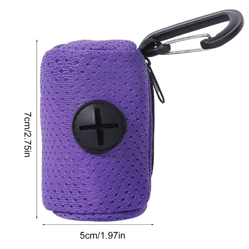 Mesh Dog Poo Bags Dispenser Portable Hanging with Buckle Dogs Waste Bag Holder Colorful Pet Garbages Dispensers For Walking