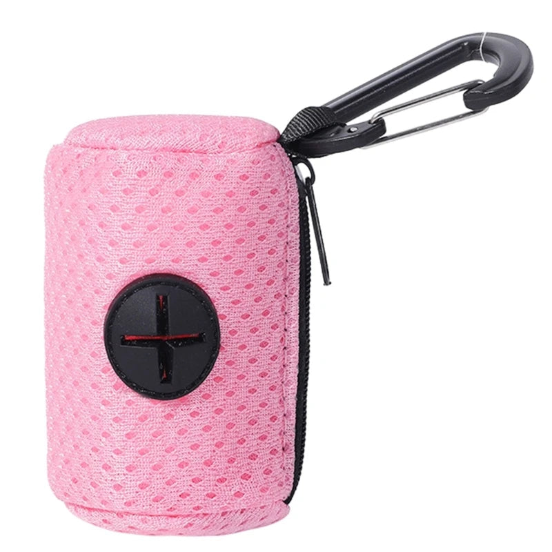 Mesh Dog Poo Bags Dispenser Portable Hanging with Buckle Dogs Waste Bag Holder Colorful Pet Garbages Dispensers For Walking